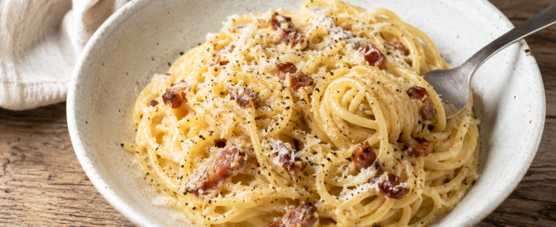 Espaguetis sin gluten a la carbonara — receta rápida en 20 minutos
